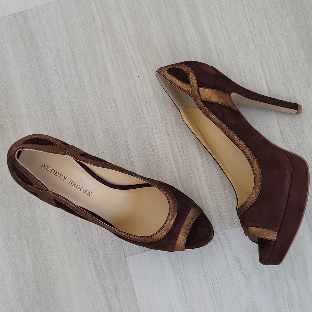 Brown Suede Peep Toe
